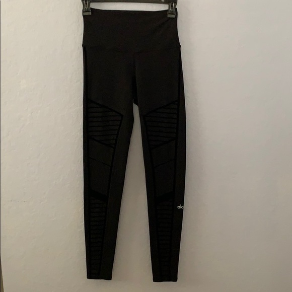 ALO Flocked High-waist Motto Legging Black XS - Picture 1 of 9